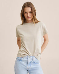 Solid Beige Cotton T-Shirt