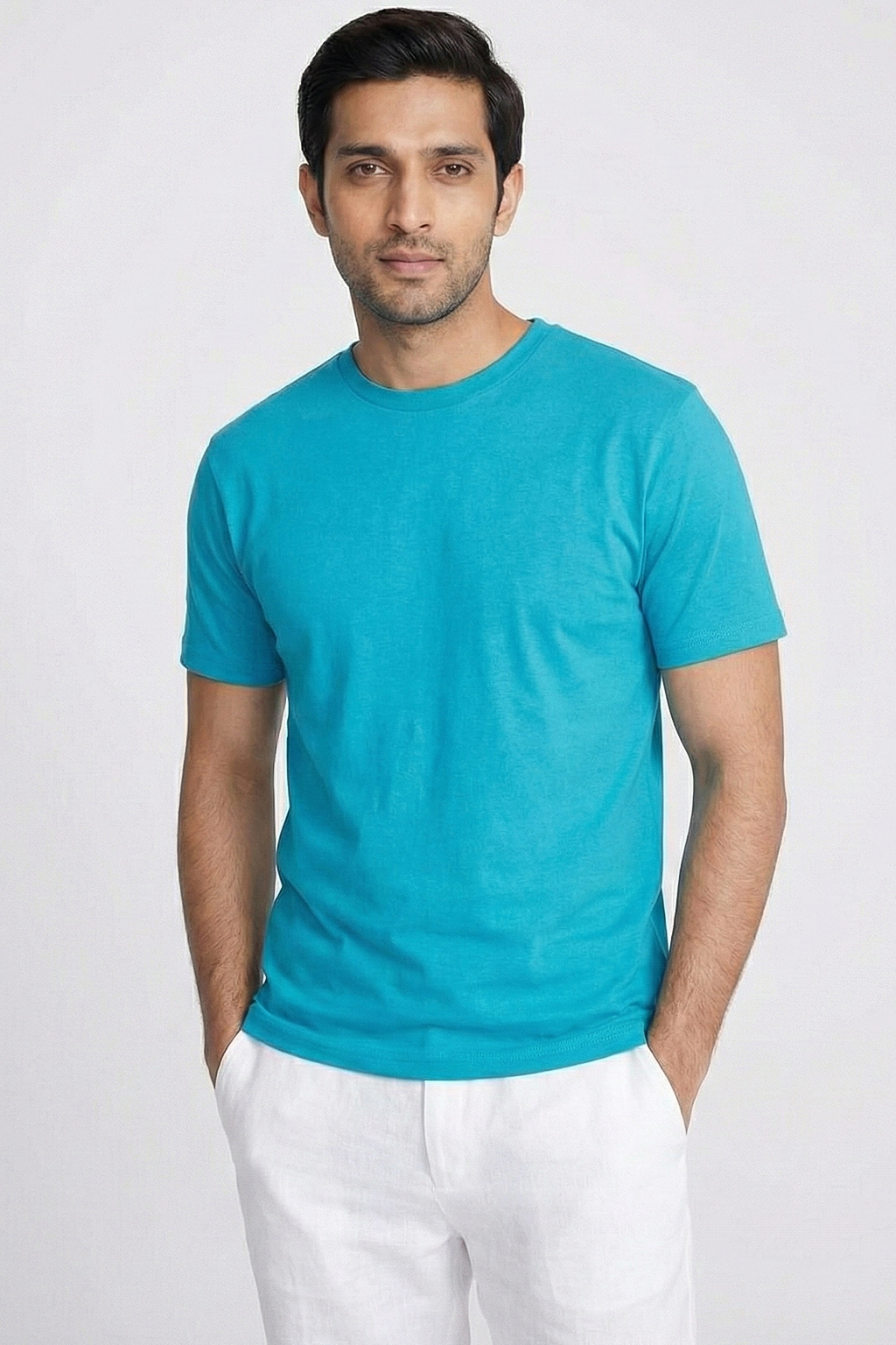 Solid Sky Blue Cotton T-Shirt Tshirts