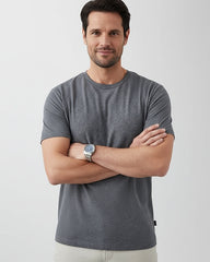 Charcoal Melange Solid Cotton T-Shirt