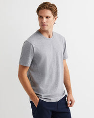 Grey Melange Solid Cotton T-Shirt