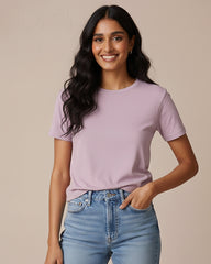 Solid Lavender Cotton T-Shirt