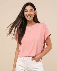 Solid Light Pink Cotton T-Shirt