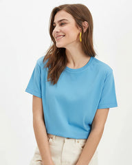 Solid Sky Blue Cotton T-Shirt
