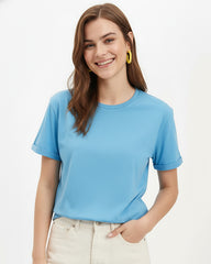 Solid Sky Blue Cotton T-Shirt