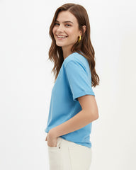 Solid Sky Blue Cotton T-Shirt
