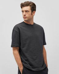 Solid Steel Grey Cotton T-Shirt