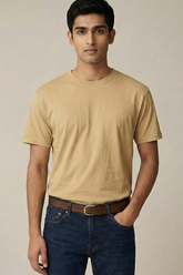 Solid Beige Cotton T-Shirt Tshirts