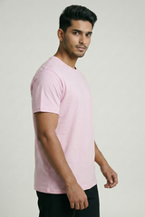Solid Light Pink Cotton T-Shirt Tshirts