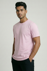 Solid Light Pink Cotton T-Shirt Tshirts