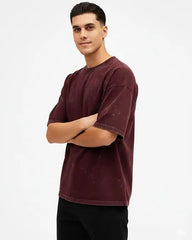 Maroon - Acid Washed Oversized T-Shirts