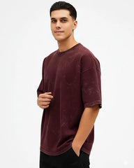 Maroon - Acid Washed Oversized T-Shirts