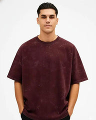 Maroon - Acid Washed Oversized T-Shirts