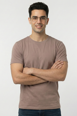 Solid Mushroom Beige Cotton T-Shirt Tshirts