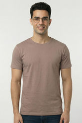 Solid Mushroom Beige Cotton T-Shirt Tshirts