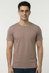 Solid Mushroom Beige Cotton T-Shirt Tshirts