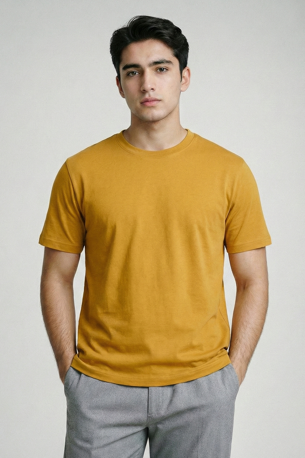 Solid Mustard Yellow Cotton T-Shirt Tshirts