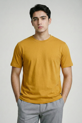 Solid Mustard Yellow Cotton T-Shirt Tshirts