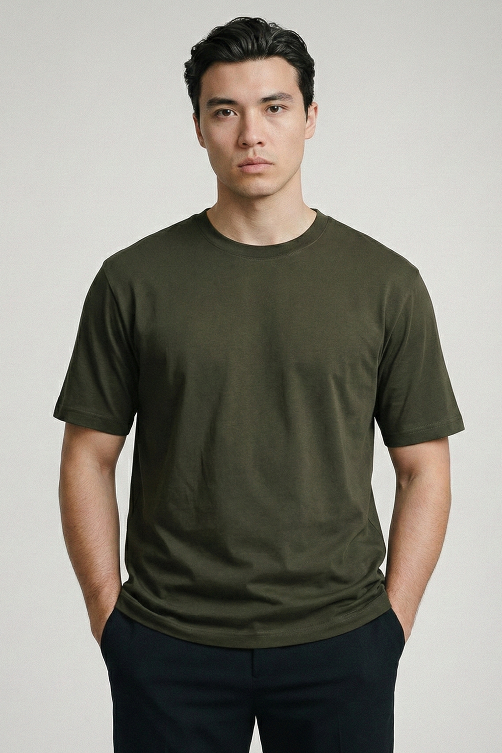 Solid Olive Green Cotton T-Shirt Tshirts