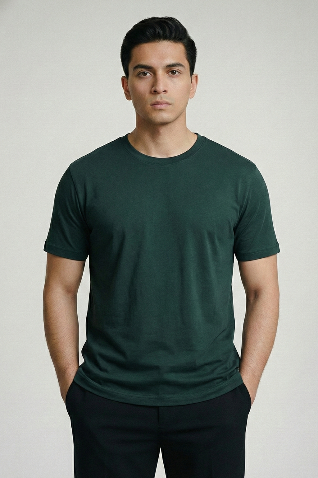 Solid Petrol Blue Cotton T-Shirt Tshirts