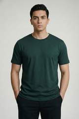 Solid Petrol Blue Cotton T-Shirt Tshirts