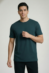 Solid Petrol Blue Cotton T-Shirt Tshirts