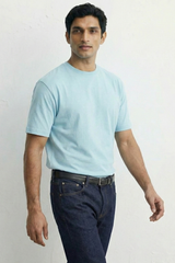 Solid Baby Blue Cotton T-Shirt Tshirts