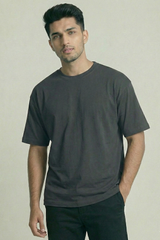 Solid Steel Grey Cotton T-Shirt Tshirts