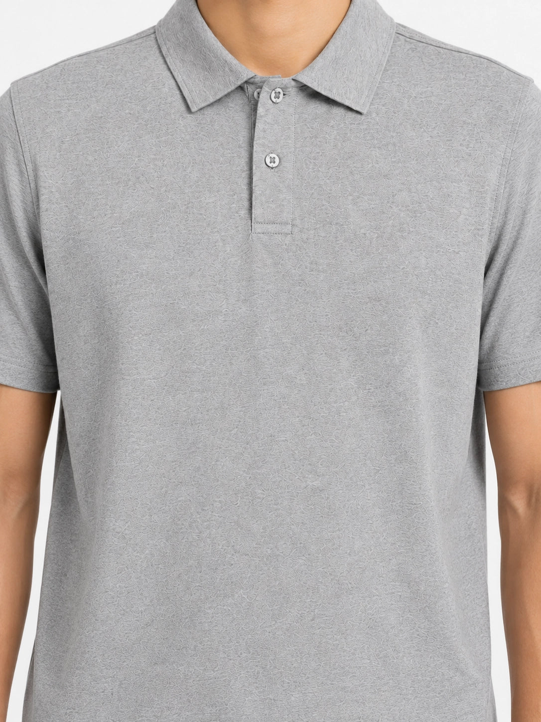 GREY MELANGE - POLO TSHIRT
