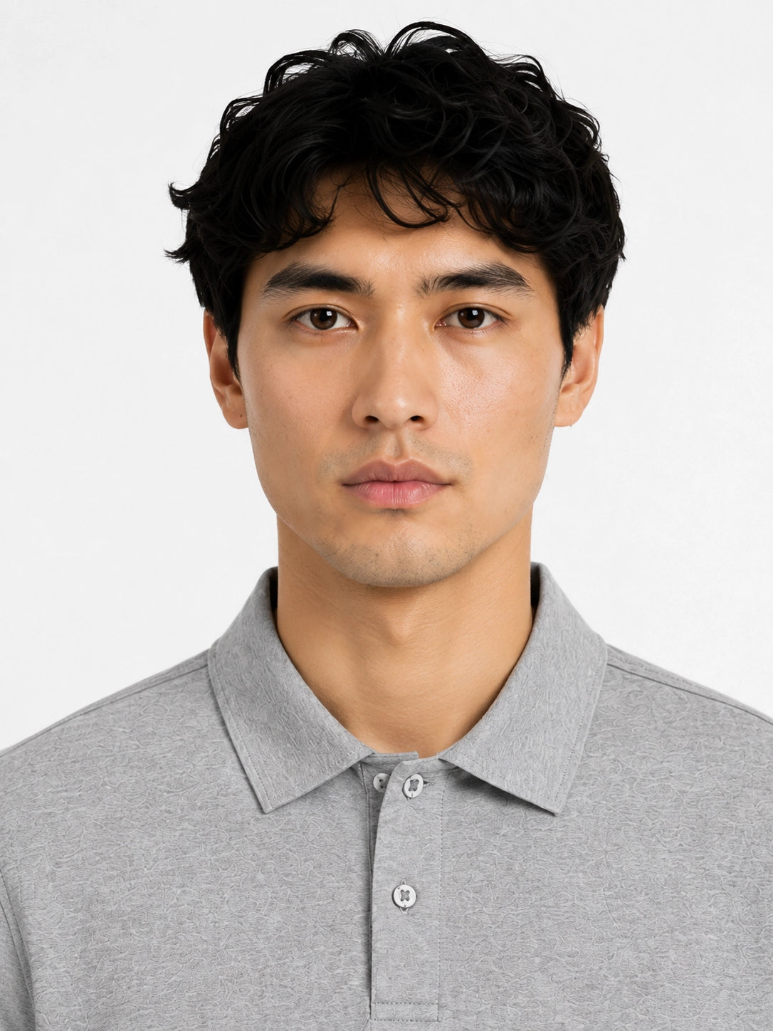 GREY MELANGE - POLO TSHIRT