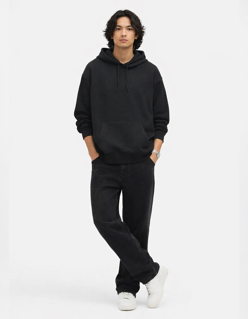 BLACK - OVERSIZED HOODIE