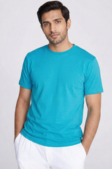 Solid Sky Blue Cotton T-Shirt  Tshirts