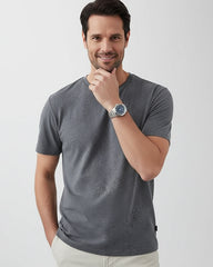 Charcoal Melange Solid Cotton T-Shirt