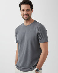 Charcoal Melange Solid Cotton T-Shirt