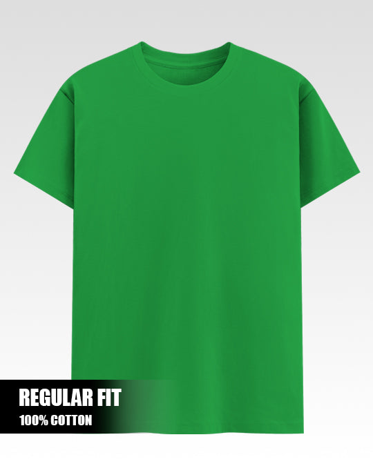 Solid Flag Green Cotton T-Shirt