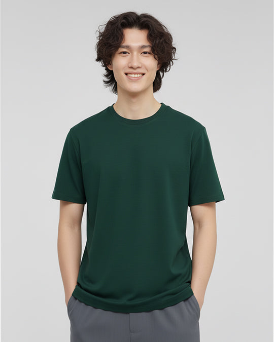 Solid Green Cotton T-Shirt
