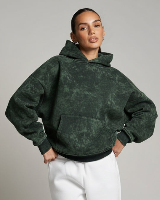 Bottle Green - Acid Washed Hoodie