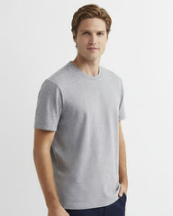 Grey Melange Solid Cotton T-Shirt