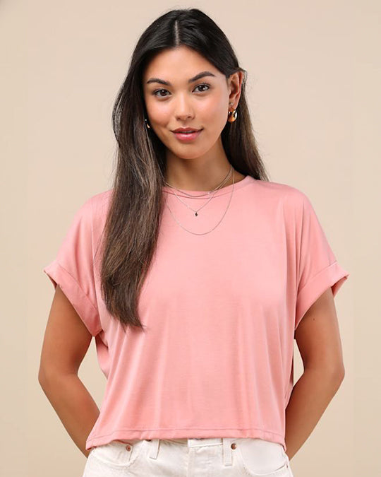 Solid Light Pink Cotton T-Shirt