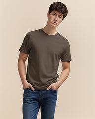 Solid Mushroom Cotton T-Shirt