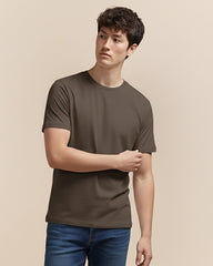 Solid Mushroom Cotton T-Shirt