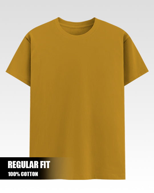 Solid Mustard Yellow Cotton T-Shirt