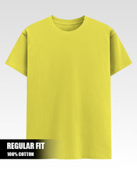 Solid New Yellow Cotton T-Shirt