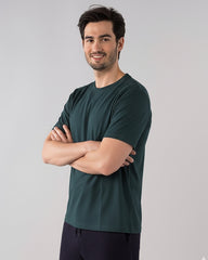 Solid Petrol Blue Cotton T-Shirt