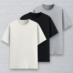 Pack of 3 - (White, Black & Grey) Everyday Tee