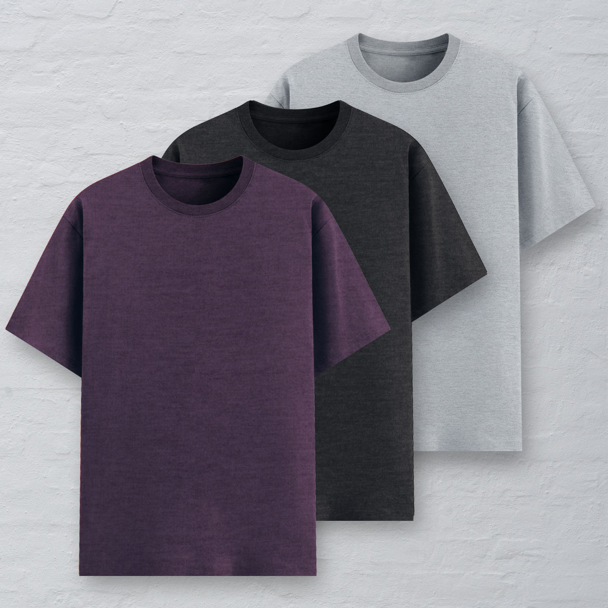 Pack of 3 - (Purple, Black & Grey) Everyday Tee
