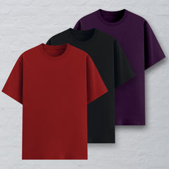 Pack of 3 - (Red, Black & Purple) Everyday Tee