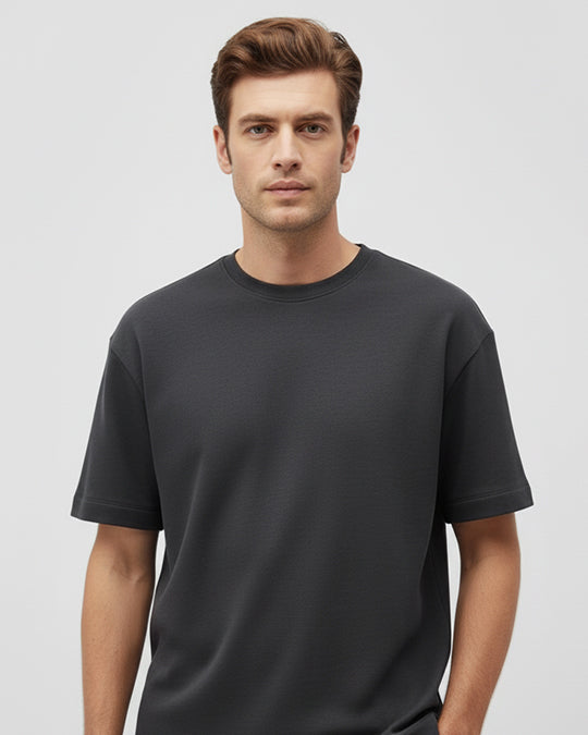 Solid Steel Grey Cotton T-Shirt