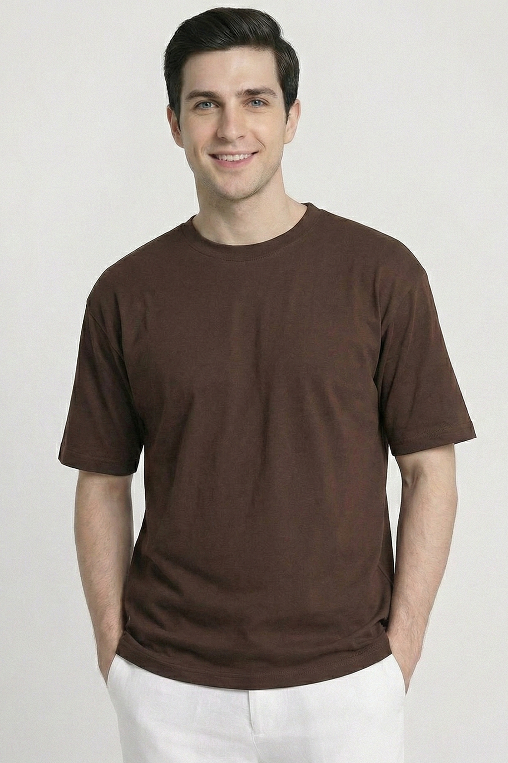 Solid Coffee Brown Cotton T-Shirt  Tshirts