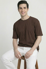 Solid Coffee Brown Cotton T-Shirt  Tshirts