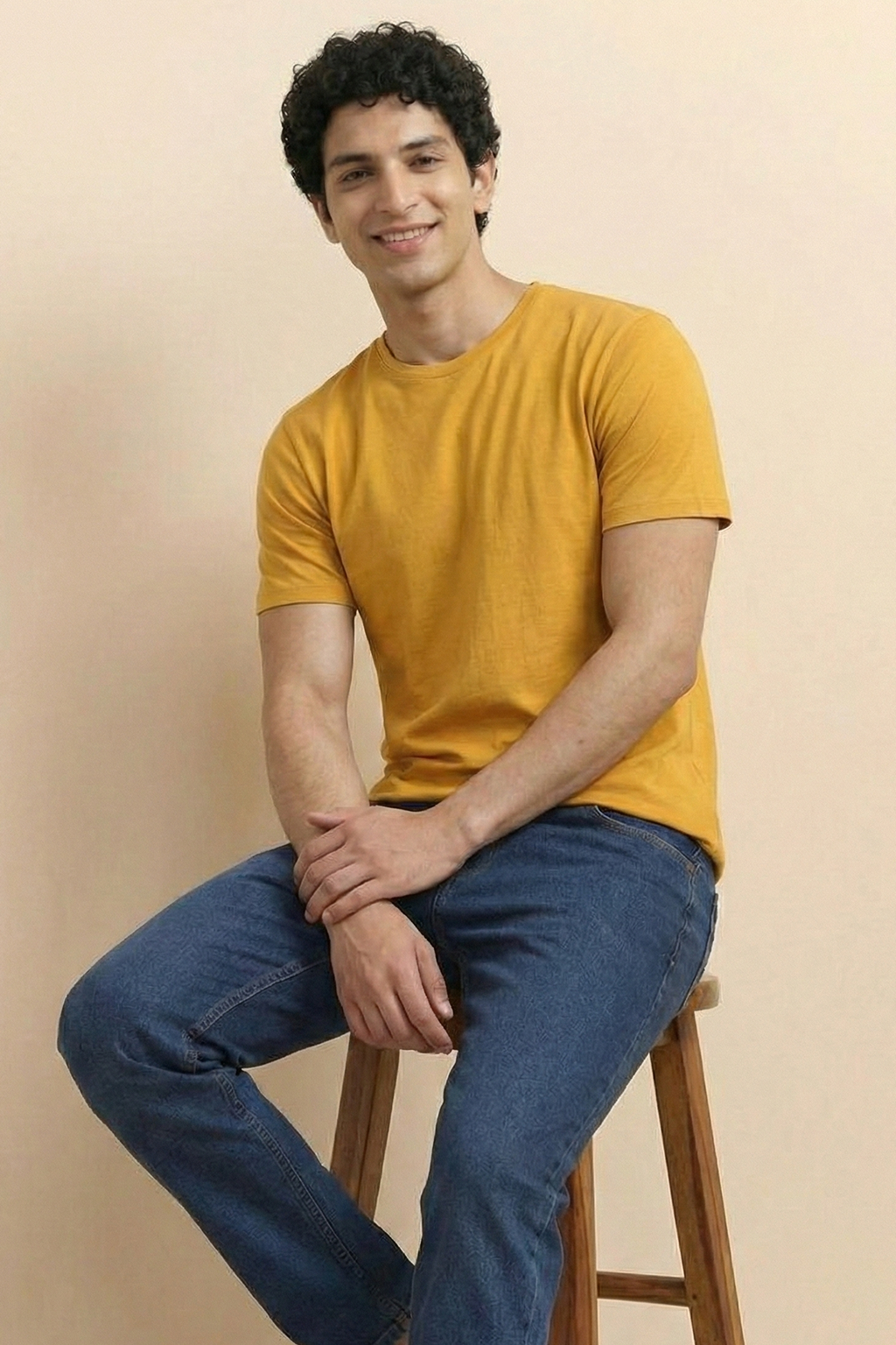 Solid Golden Yellow Cotton T-Shirt  Tshirts